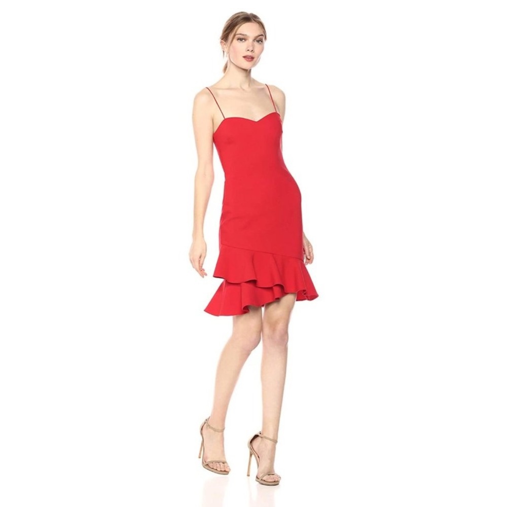 LIKELY Ruffle Hem Dress in Scarlet size 0